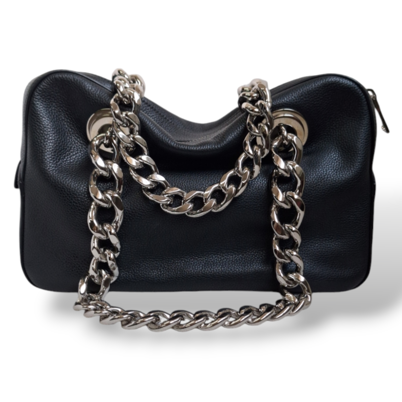 Bolsa Prada Preta com Alça de Correntes Bolsa Prada Preta com Alça de Correntes