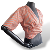 Blusa Cris Barros Listrada Vermelha, Branca e Preta-38
