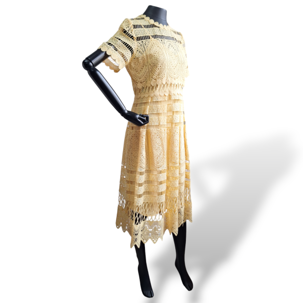 Vestido Maje Amarelo de Renda com Forro-40