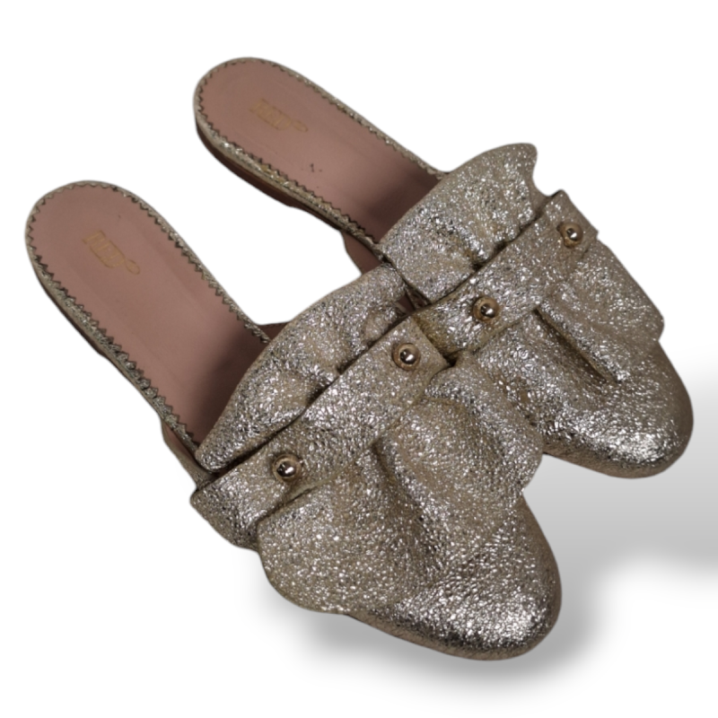 Mule Red Valentino Tecido Dourado-37 Mule Red Valentino Tecido Dourado-37