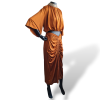 Conjunto NK Store de Saia e Blusa em Cetim Terracota-M