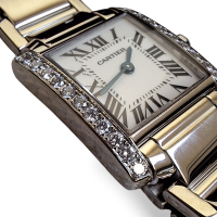 Relógio Cartier Tank Française Small em Ouro Branco e Brilhantes
