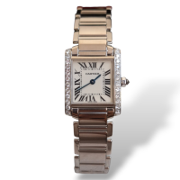Relógio Cartier Tank Française Small em Ouro Branco e Brilhantes