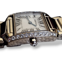 Relógio Cartier Tank Française Small em Ouro Branco e Brilhantes
