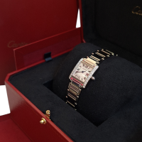 Relógio Cartier Tank Française Small em Ouro Branco e Brilhantes