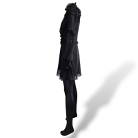 Vestido Lu Monteiro Manga Longa Seda c/ Renda Preta 
