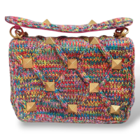 Bolsa Valentino Garavani Roman Stud em Tricot Colorido