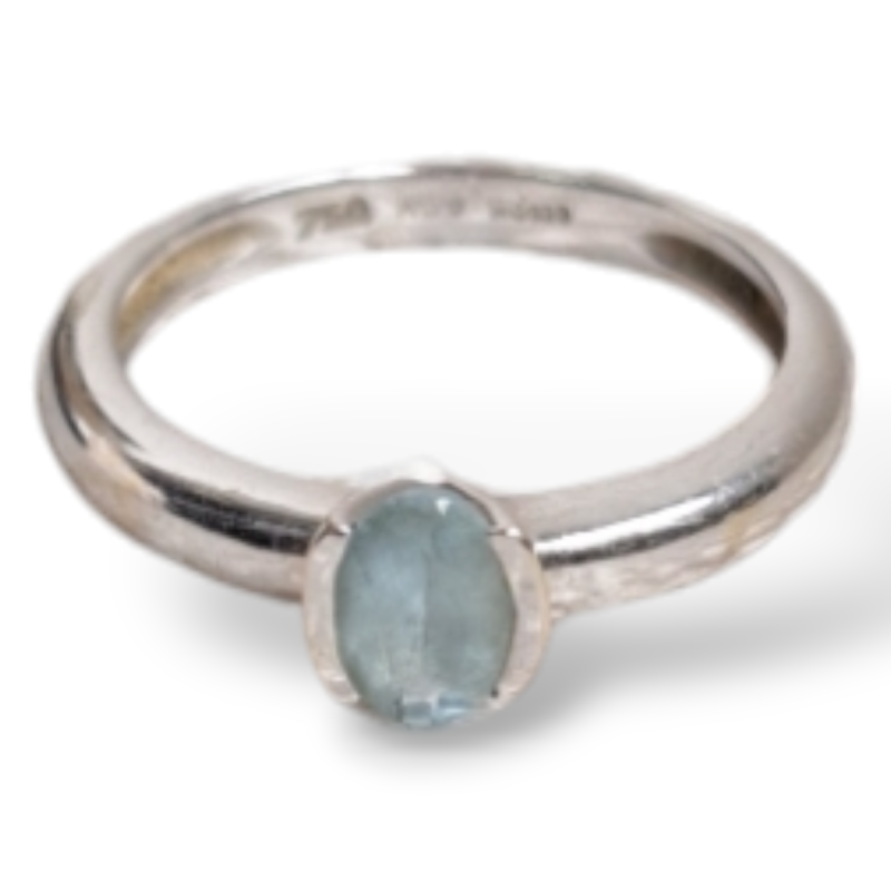 Anel HStern Ouro Branco 18K com Aguamarinha