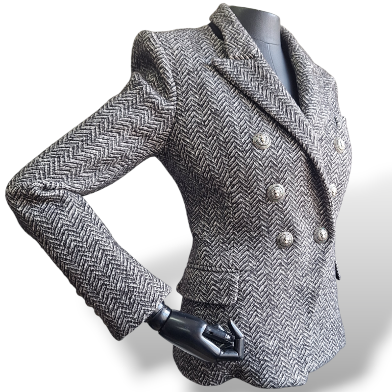 Blazer Balmain Espinha de Peixe em Lã-38