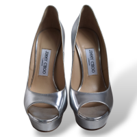 Scarpin Jimmy Choo Plataforma Prata-35