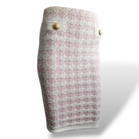 Saia Balmain Bouclé Rosa e Branco-36