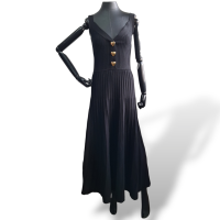 Vestido Moschino Preto em Tricot com Corações Dourados-38