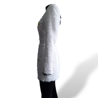 Vestido Balmain Bouclé Branco com Botões Dourados-36