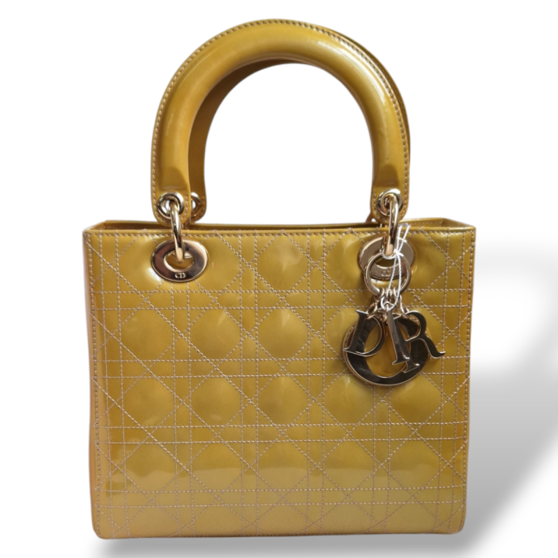 Bolsa Christian Dior Lady Dior Média Amarela Bolsa Christian Dior Lady Dior Média Amarela