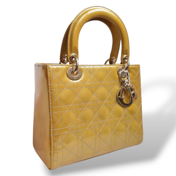 Bolsa Christian Dior Lady Dior Média Amarela