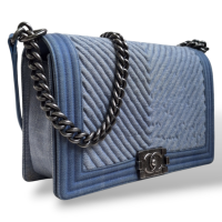 Bolsa Chanel Boy Em Denim Azul