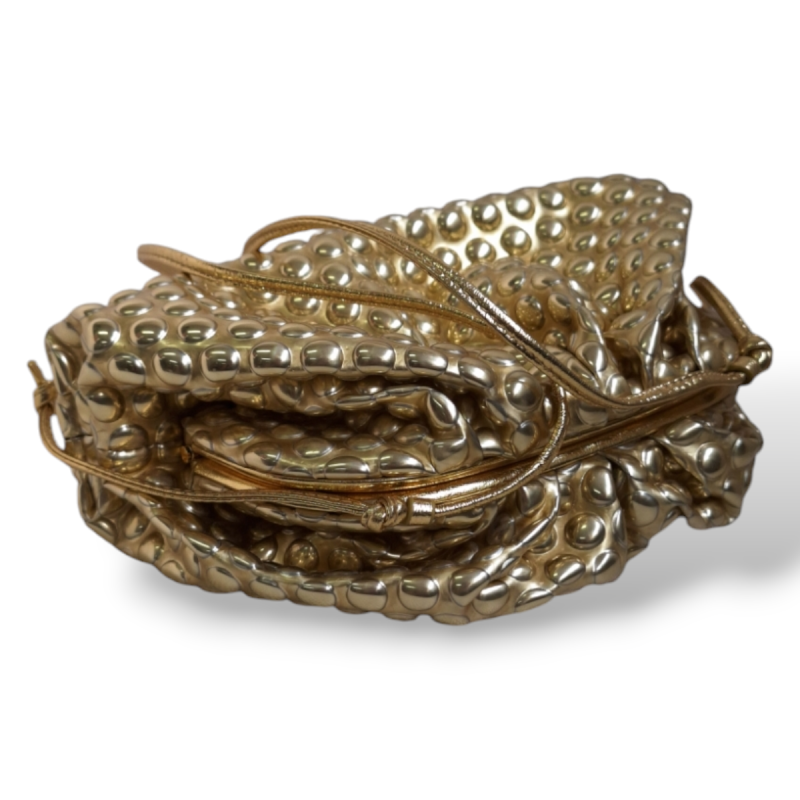 Bolsa Bottega Metallic Dourada Bubble The Mini Pouch Bolsa Bottega Metallic Dourada Bubble The Mini Pouch