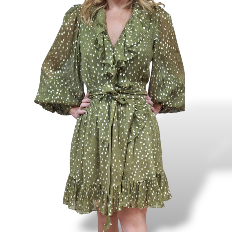 Vestido Zimmermann Verde com Dourado - 36 Vestido Zimmermann Verde com Dourado - 36