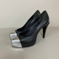 Pump Chanel Cap Toe Couro Preto-36