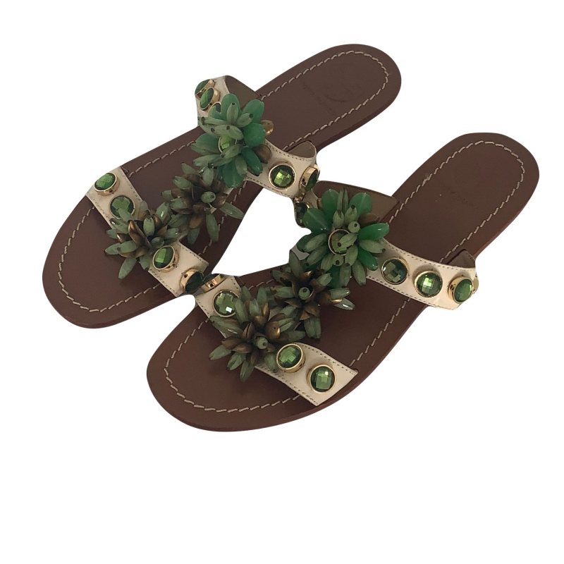 Rasteira Tory Burch Pedraria Verde - 37