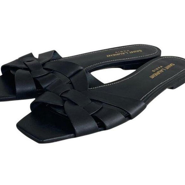 Rasteira Yves Saint Laurent Tribute Couro Preto - 38