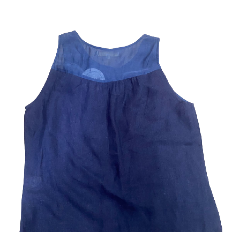 Regata Cris Barros Linho Azul Flores-G Regata Cris Barros Linho Azul Flores-G