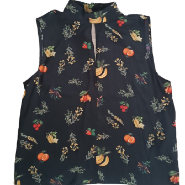 Regata Mixed Seda Preta Frutas- P 