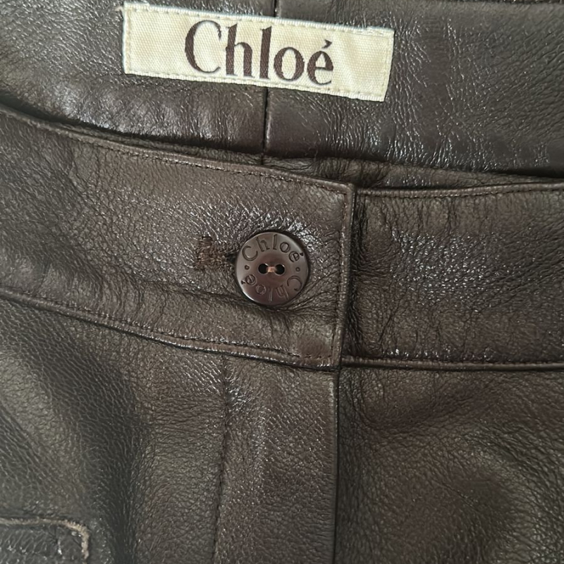 Saia Chloé Couro Marrom-36