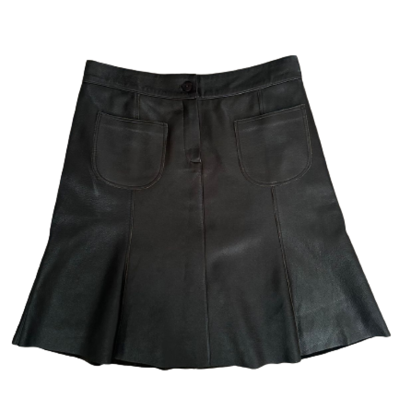 Saia Chloé Couro Marrom-36 Saia Chloé Couro Marrom-36