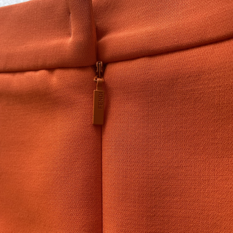 Saia Fendi Reta Fenda Cotton Laranja-38 Saia Fendi Reta Fenda Cotton Laranja-38