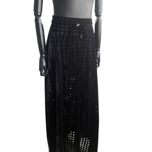 Saia Lolita Preta Longa Veludo Vazada-36