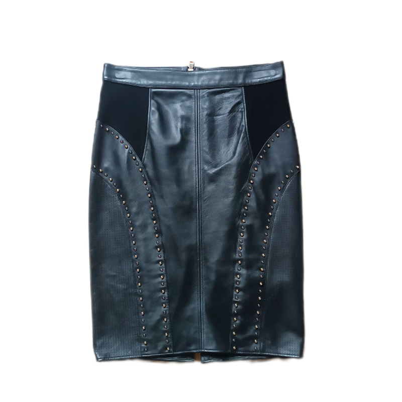 Saia Versace Couro Preta-40 Saia Versace Couro Preta-40