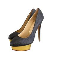Salto Charlotte Olympia Preto com Dourado-38