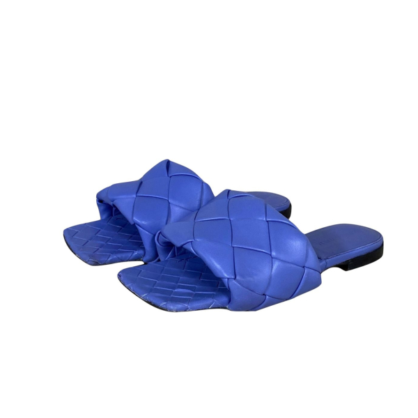 Sandália Bottega Veneta Intrecciato Weave Leather Slides Azul - 36