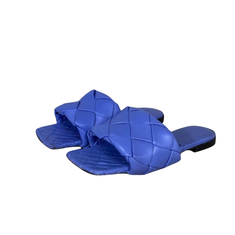Sandália Bottega Veneta Intrecciato Weave Leather Slides Azul - 36