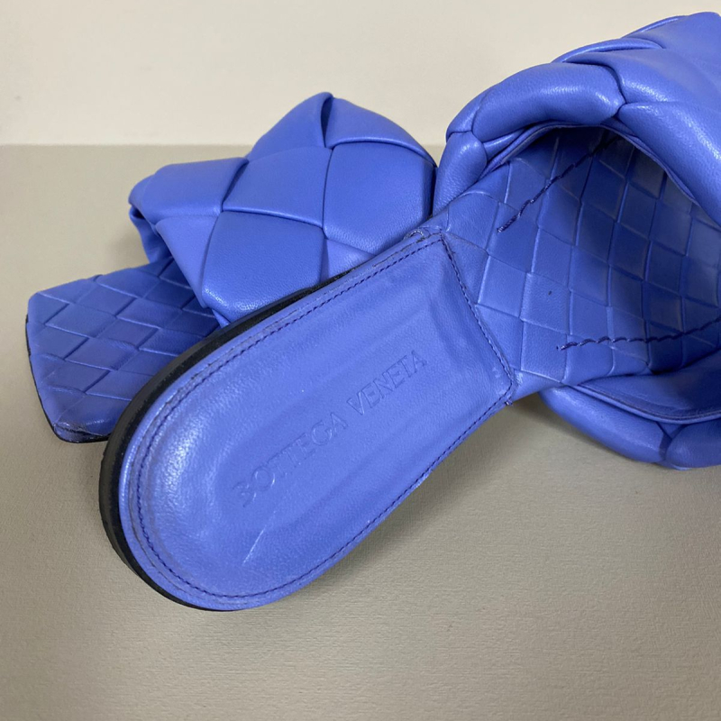 Sandália Bottega Veneta Intrecciato Weave Leather Slides Azul - 36