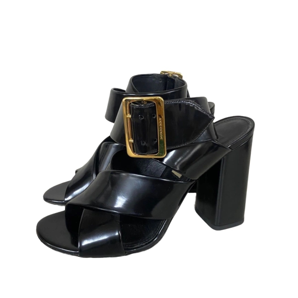 Sandália Burberry Couro Box Preto-35