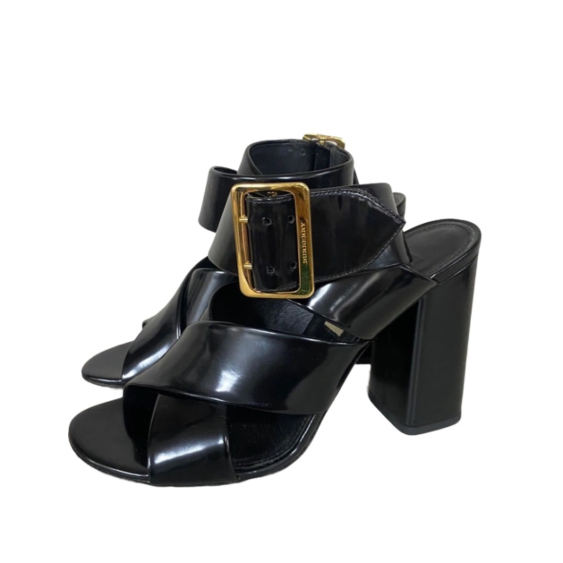 Sandália Burberry Couro Box Preto-35