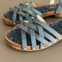 Sandália Chanel 2018 Cross Strap Wood Ankle Strap Slingback