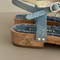 Sandália Chanel 2018 Cross Strap Wood Ankle Strap Slingback