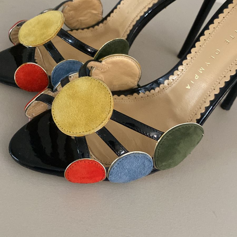 Sandália Charlotte Olympia Suede Colorblock - 37