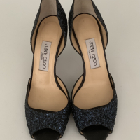 Peep Toe Jimmy Choo Purpurina Azul - 37