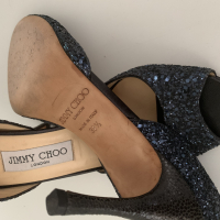 Peep Toe Jimmy Choo Purpurina Azul - 37