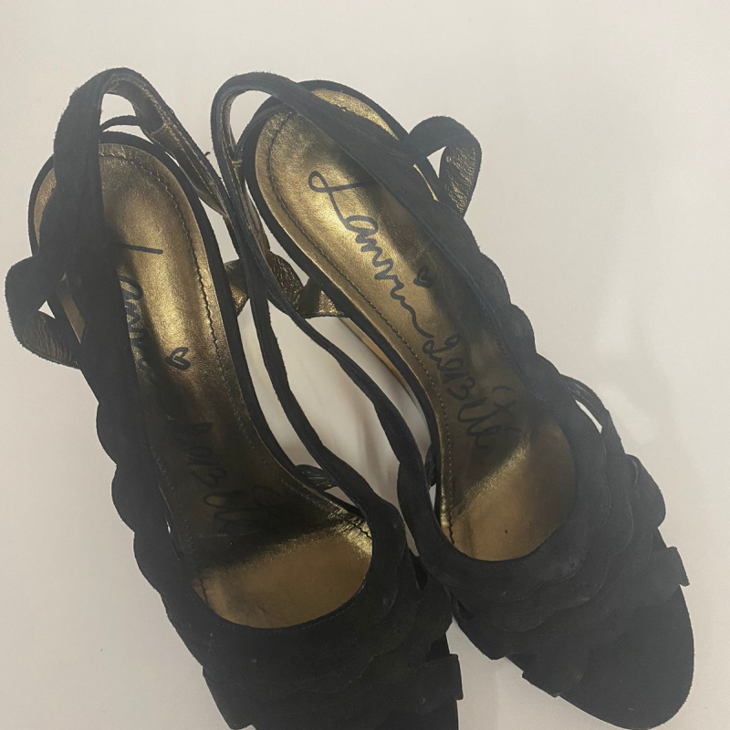 Sandália Lanvin Suede Preto - Salto Acrílico-37