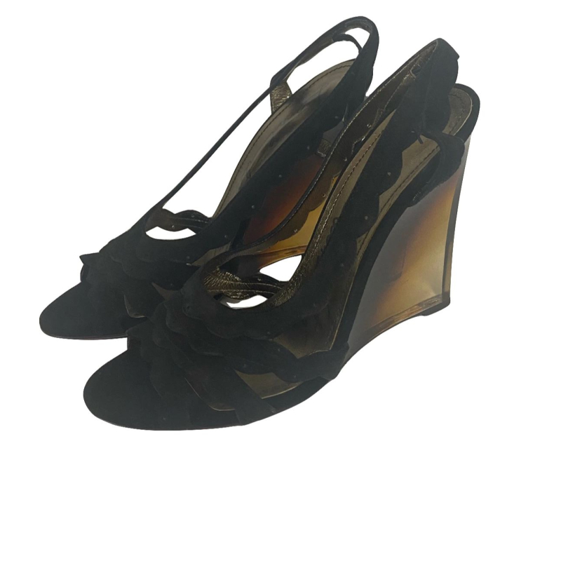 Sandália Lanvin Suede Preto - Salto Acrílico-37