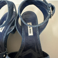 Sandália Miu Miu Denim Pedraria-35