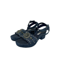 Sandália Miu Miu Denim Pedraria-35