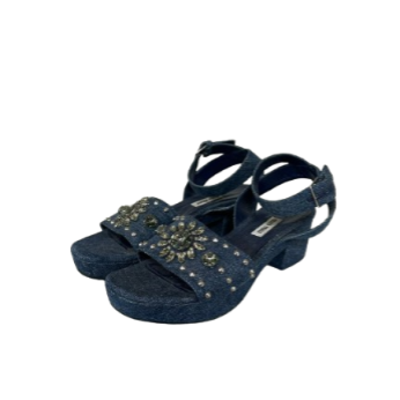 Sandália Miu Miu Denim Pedraria-35 Sandália Miu Miu Denim Pedraria-35