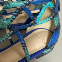 Sandália Rasteira Alexandre Birman Gladiador Python Azul Verde-36