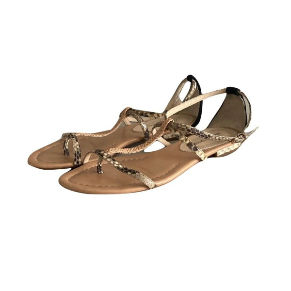 Sandália Rasteira Alexandre Birman Python Bege - 36